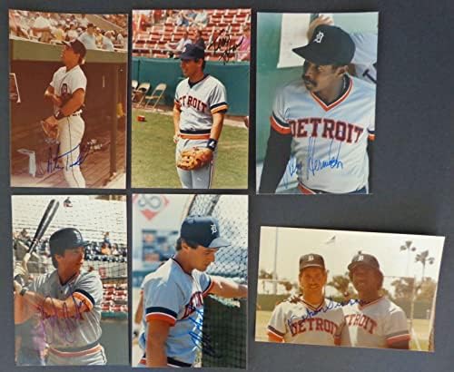 Çok sayıda (6) İmzalı 4x6 Snap Shot Fotoğraf Detroit Tigers 177116-İmzalı MLB Fotoğrafları