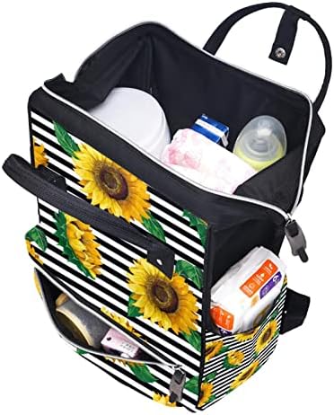 Ayçiçeği Siyah Beyaz Şerit bebek bezi çantası Sırt Çantası Bebek Bezi Değiştirme Çantaları Çok Fonksiyonlu Büyük Kapasiteli