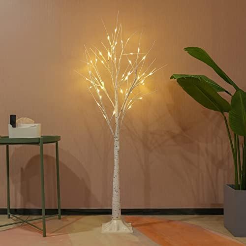2-Pack 4FT ışıklı huş ağacı (daha yüksek boyut ve zemin ayakta), kapalı ve açık için huş ağacı Noel ağacı, açık noel