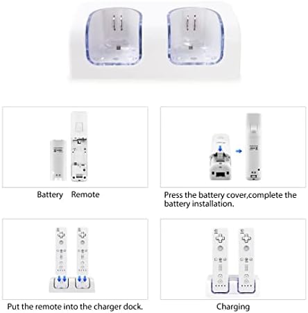 JRSHOME Wii Remote Şarj Cihazı, Wii Remote/Wii Remote Plus için Nunchuk Aksesuarını Kullanmak, Güç ve İletişim İşlevini