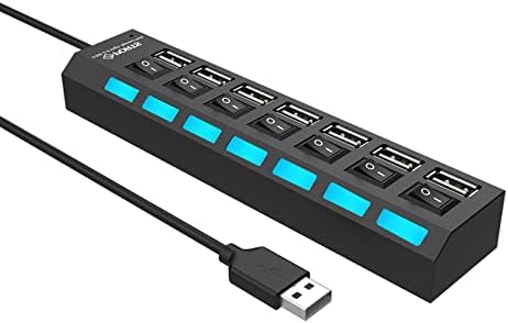 7-Port USB Hub USB 2.0 Hub veri transferi ile bireysel anahtarları gösterge ışıkları PC Laptop için