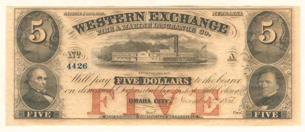 5 $ Batı Borsası Yangın ve Deniz Sigortası A. Ş. - Eski Banknot-Bozuk Banknot