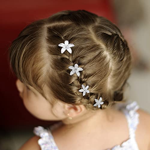 Wecoe 20 Adet Küçük Çiçek Saç Klipleri Kızlar Küçük Mini pençe klipsleri Sevimli Dekoratif Saç Klipleri Bling Beyaz