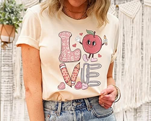 Aşk Öğretmen Sevgililer Gömlek Öğretmen Sevgililer Hediye Şeker Konuşma Kalpler Gömlek Leopar Baskı Trendy Retro Sevgililer
