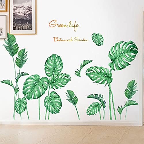 Büyük Yeşil Yaprak Duvar Çıkartmaları Tropikal Bitki Yaprakları Pencere Çıkartmaları Duvar Resimleri Duvar Sanatı