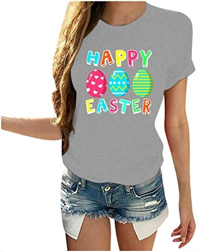 Artı Boyutu Paskalya Gömlek Kadınlar için Komik Yumurta Mektup Baskılı T Shirt Gevşek Yuvarlak Boyun Kısa Kollu Tatil