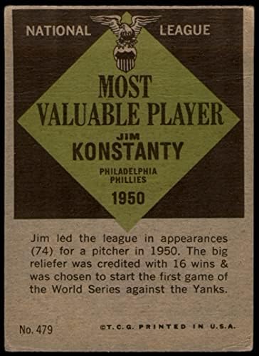 1961 Topps 479 En Değerli Oyuncu Jim Konstanty Philadelphia Phillies (Beyzbol Kartı) Dekanın Kartları 2-İYİ Phillies