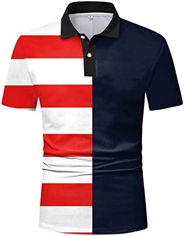 ZDDO Yaz polo gömlekler Erkek Kısa Kollu Çizgili Patchwork Slim Fit Düğme Boyun Golf Üstleri Rahat Spor Tenis Tees