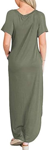 FQZWONG yaz elbisesi Kadınlar için, Kolsuz / Kısa Kollu / Halter Uzun Maxi Elbise Katı / Batik Plaj Parti Rahat Güneş