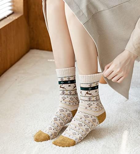 Meloday Kalın Yün Vintage Klasik Yürüyüş Ekip Çorap Kadınlar için Yumuşak ve Rahat - Paket Başına 5 Çift