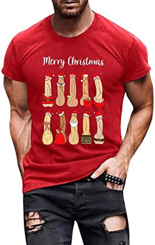WOCACHİ Noel Kısa Kollu T-Shirt Mens için, çirkin Noel Tatil Kostümleri Komik Grafik Egzersiz Slim Fit Tee Tops