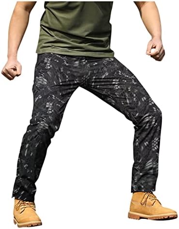 Erkek Esnek Kamuflaj Taktik Pantolon, Çok Cepler Dayanıklı Streç Kargo Pantolon, Hafif Yürüyüş Eğitim İş Pantolonu