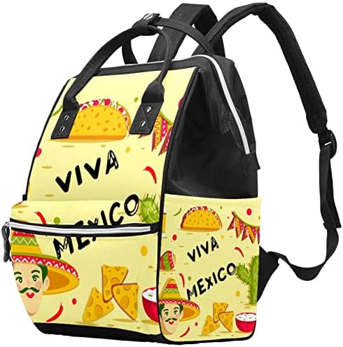 GUEROTKR Seyahat Sırt Çantası, Bebek Bezi Çantaları, Sırt Çantası Bebek Bezi Çantası, Viva Meksika Desen Stili