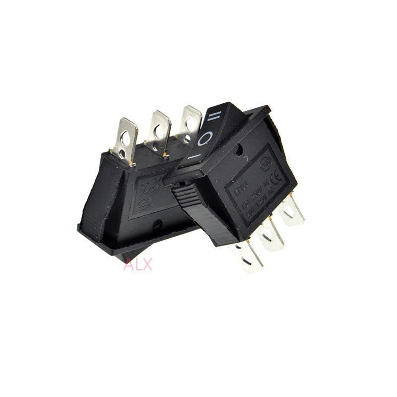 5 ADET 3PİN SPDT Siyah basmalı düğme Rocker Anahtarı ON / Off / ON 3 Pozisyon Güç anahtarları 15A / 250V 20A / 125V