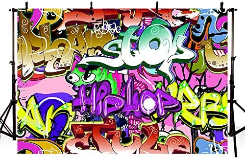 MEHOFOND Hip Hop Doğum Günü Süslemeleri Zemin 80 s 90 s Retro Parti Süslemeleri Afiş Oldschool Renkli Graffiti Tarzı