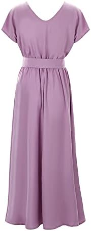 MIASHUI Yaz Elbiseler Casual Uzun kadın Elbise Gevşek Kemer Bel Koleksiyonu Düz Renk Büyük Salıncak Etek Elbiseler