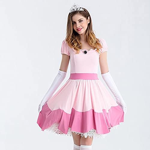 3 Parça Kadın A-Line Midi Elbise Kısa Kollu Kostüm Cadılar Bayramı Prenses Lolita Elbiseler Cosplay Parti Klasik Kıyafetler