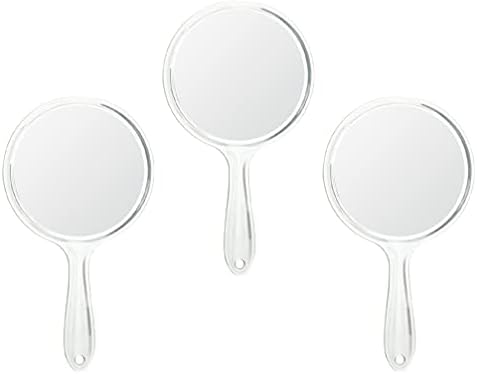 HEALLİLY Yuvarlak Ayna 3 Adet Plastik Saplı makyaj aynası Taşınabilir Kozmetik Ayna Çift Taraflı büyüteçli ayna Ev