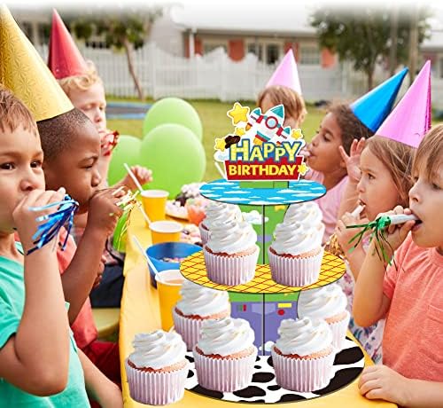 RTHPY 3 Katmanlı Karikatür Hikayesi Cupcake Standı Karton Kek Standı Tatlı Kulesi Tutucu Oyuncak Tema Doğum Günü
