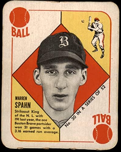 1951 Topps 30 Warren Spahn Boston Braves (Beyzbol Kartı) ESKİ / MT Braves