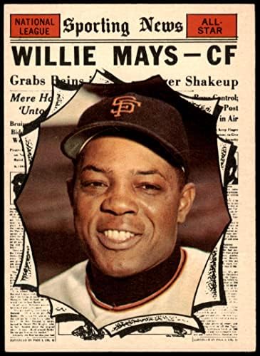1961 Topps 579 All-Star Willie Mays San Francisco Devleri (Beyzbol Kartı) ESKİ Devler