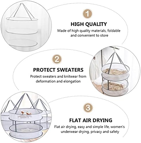 WINOMO Gri Havlu 2 Katlı Katlanabilir Giysi Kurutma Örgü Net Çorap Havlu Sütyen Kurutma Askısı Katlanabilir Giysi