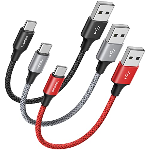 Kısa USB C Kablosu [1ft, 3-Pack], 3A Hızlı Şarj USB USB C Kablosu Örgülü Tip C Kablosu Samsung Galaxy S23 S22 S21