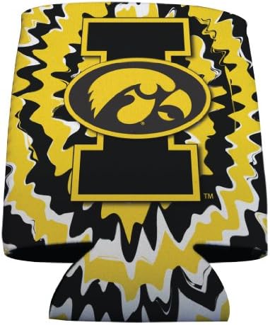 University of Iowa - Can Cooler Set of 6-Tasarım14 - Siyah, Altın, Beyaz TyeDy