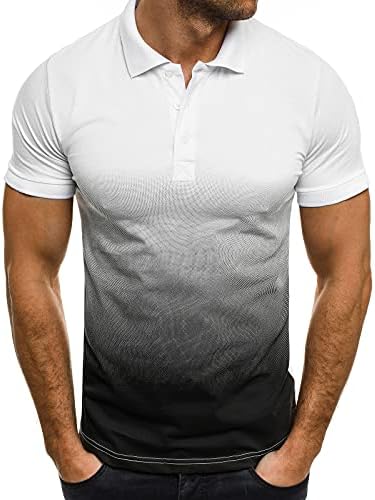 BADHUB erkek Moda POLO GÖMLEK Yaka 3D Degrade Kısa Kollu spor polo tişörtler Casual Slim Fit Tee Temel golf topluğu