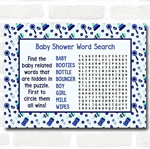 Erkek Mavi ve Yeşil Bebek Duş Oyunları Kelime Arama Kartları