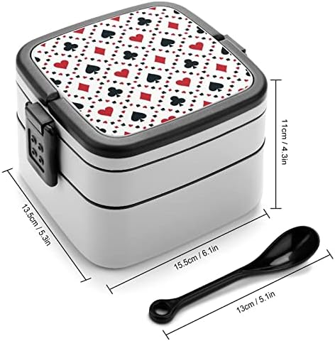 Poker desen komik hepsi bir arada Bento kutusu yemek kutusu kaşık ile seyahat iş piknik için