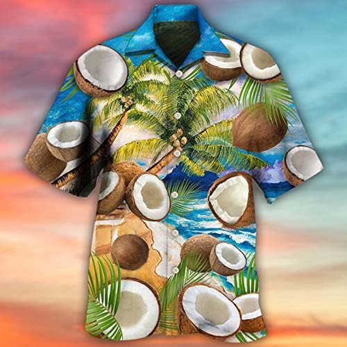 Erkek Hawaii Plaj Gömlekleri 2023 3D Baskılı Gömlek Tropikal Kısa Kollu Plaj Rahat Düğmeli Aloha Gömlek Düzenli