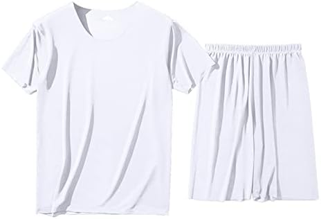 Stoota Erkek Pijama Kısa Kollu Düz Renk Rahat Giyilebilir Ev Giyim Takım Elbise, Yuvarlak Boyun T Gömlek ve şort takımı