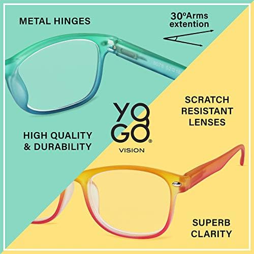 Yogo Görüş mavi ışık okuma gözlüğü erkekler ve kadınlar için iki Ton Havana dikdörtgen Okuyucular 5 +3 Set