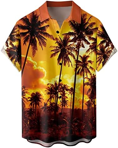 Bmısegm Yaz Plaj Gömlek Erkekler için Çiçek Kısa Kollu Gömlek erkek Yaz Plaj Tarzı Rahat Rahat Tembel Gömlek Elbise
