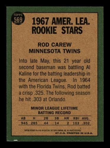 Rod Carew İmzalı 2001 Topps Arşiv Kartı 49 Minnesota Twins Hisse Senedi 211322-Beyzbol Slabbed İmzalı Kartlar