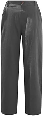 SHENGXİNY Kargo Pantolon Kadın Rahat Düz Renk Cepler Düğmeler Elastik Bel Rahat Düz Y2K Pantolon