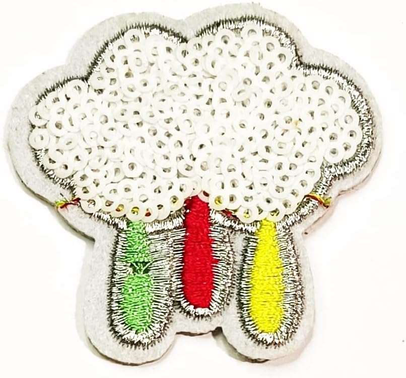 Kleenplus Yağmur Bulutu Sevimli Beyaz Karikatür Çocuk Çocuk İşlemeli Demir On Rozeti Dikmek Kot Ceketler Çanta Sırt