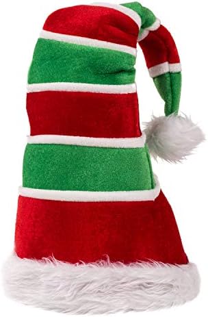 Tigerdoe Uzun Noel Baba Şapkası ve Elf Şapkası-Çizgili Noel Şapkaları-Tatil Şapkaları-Yenilik Kostüm Şapkaları-2'li