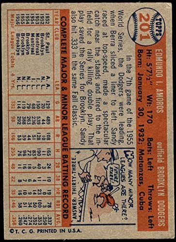 1957 Topps 201 Sandy Amoros Brooklyn Dodgers (Beyzbol Kartı) ESKİ + Dodgers