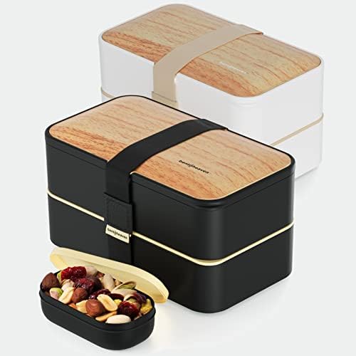 8 Modern Renkte Premium Bento Öğle Yemeği Kutusu-ÇOKLU PAKET, 2x2 Sızdırmaz Bölmeler, Sos Kabı, Bölücü, Çatal Bıçak