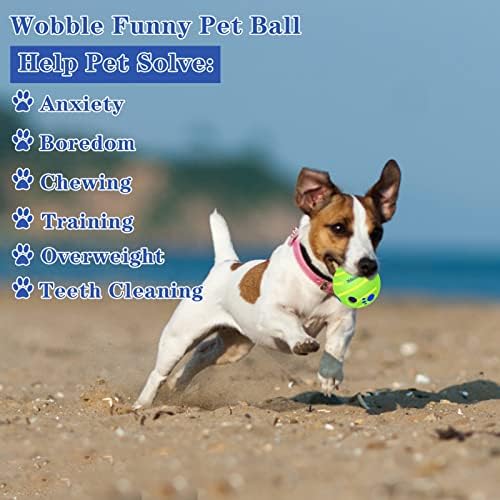 PAEYOOR Wobble Giggle Köpek Topu, Küçük Köpekler için İnteraktif Köpek Oyuncakları Çiğneme Topları, Gıcırtılı Dayanıklı