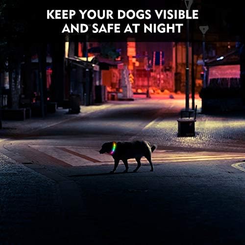 NOVKİN LED köpek tasması, şarj Edilebilir RGB Renk Değiştiren Light Up köpek Tasmaları, su geçirmez köpek ışıkları