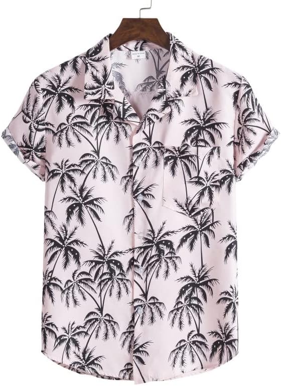 JYDQM Tatil Takım Elbise erkek havai gömleği Takım Elbise Kısa Kollu Baskılı Casual Düğme Aşağı Gömlek plaj şortu