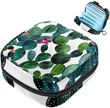 Suluboya Tropikal Kaktüs Desen temizlik peçeteleri saklama çantası Taşınabilir Dönem Çantası Kadınlar için Genç Kızlar