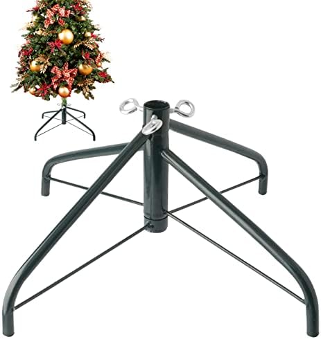 EZYDECOR Metal Noel Ağacı Standı Yapay Ağaç için 17.7 katlanır stand Haddeleme ile (Yeşil)