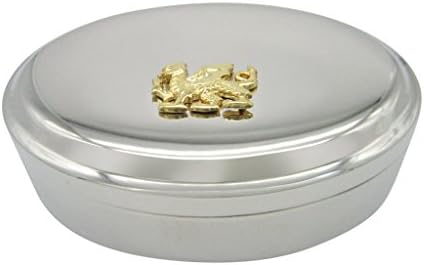 Altın tonlu Galce ejderha kolye Oval biblo Mücevher kutusu