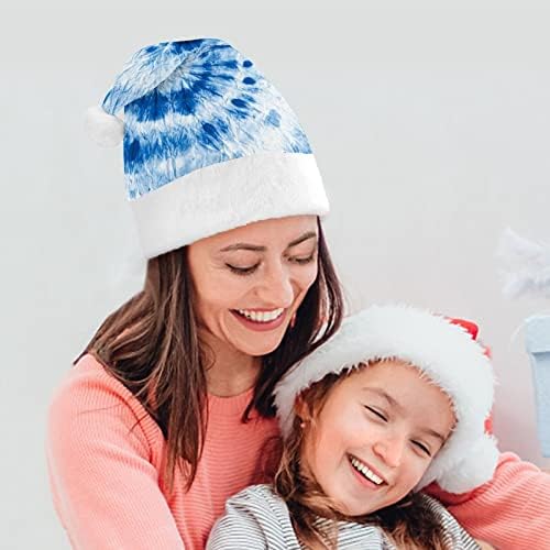 Indıgo Mavi Suluboya Kirli Sanat Noel Şapka Santa Şapka Unisex Yetişkinler için Konfor Klasik Noel Kap Noel Partisi