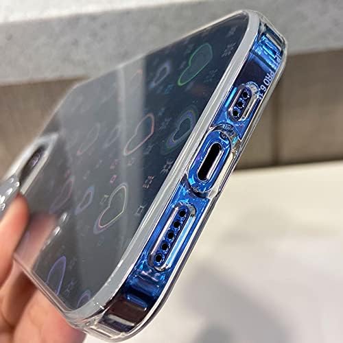 SmoBea iPhone 13 Kılıf ile Uyumlu (iPhone 13 Pro'ya Uymuyor) Şeffaf Lazer Glitter Bling Kalp Yumuşak ve Esnek TPU