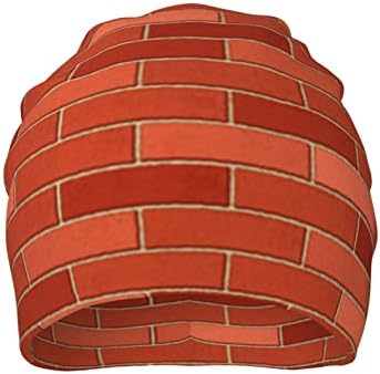 ELBULL Kırmızı Tuğla Duvar Doku Baskı Bahar ve Sonbahar Sıcak Şapka Açık Unisex Yumuşak Hımbıl Motifleri Streç Örme